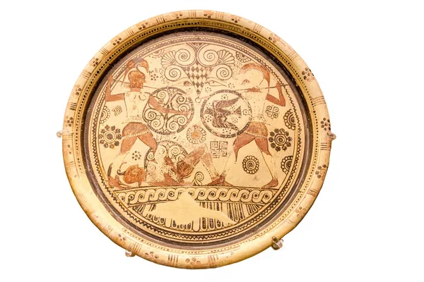 Keramikplatte Etwa 600V Chr Aus Rhodos Tafel Zeigt Menelaoas Und — Stockfoto