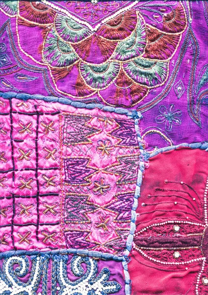 Primer Plano Sari Indio Muy Ornamentado Colorido —  Fotos de Stock