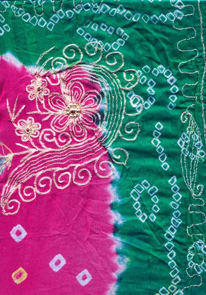 Close Sari Indiano Muito Ornamentado Colorido — Fotografia de Stock