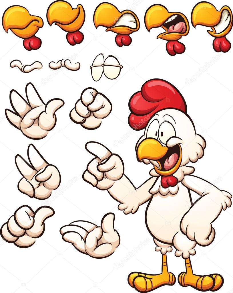 Happy cartoon chicken