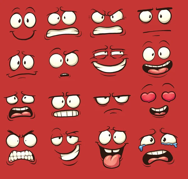 Vtipné kreslené obličeje — Stockový vektor