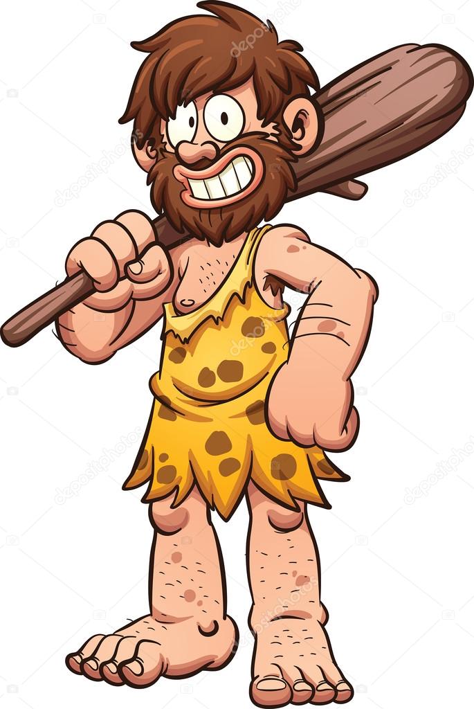 Happy cartoon caveman