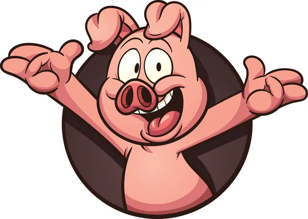Zeichentrickschwein kommt aus Loch — Stockvektor