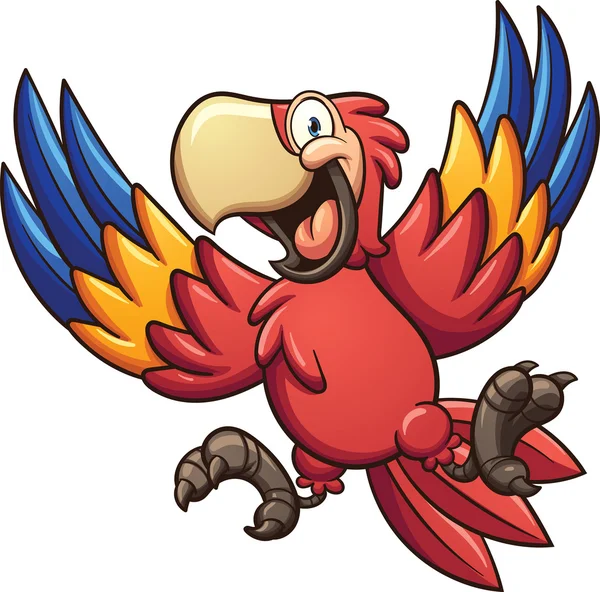 Red cartoon macaw - Stok Vektor