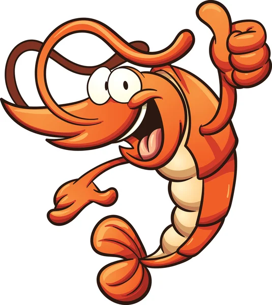 Happy cartoon shrimp — Stock Vector