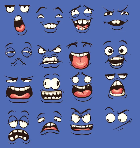 Caras de dibujos animados locos — Vector de stock