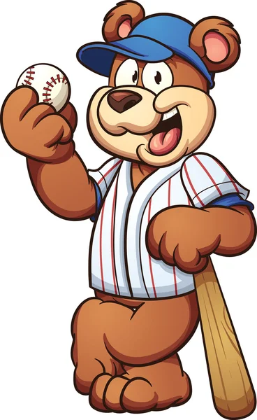 Cartoon baseball bear — Stock Vector