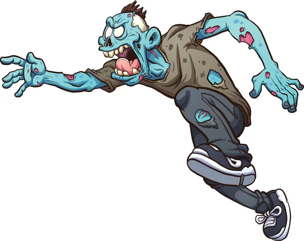 Correndo zombie desenhos animados — Vetor de Stock