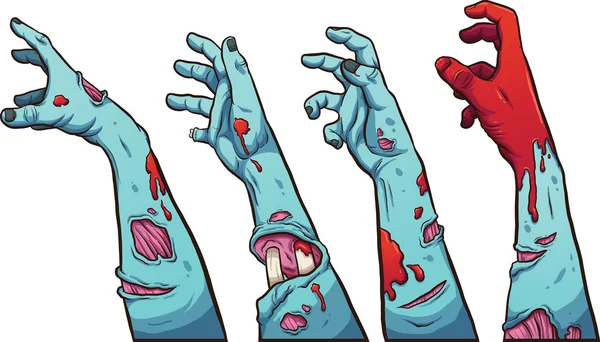 Manos de dibujos animados Zombie — Vector de stock