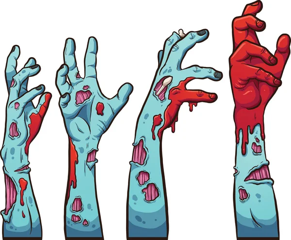 Manos de dibujos animados Zombie — Vector de stock