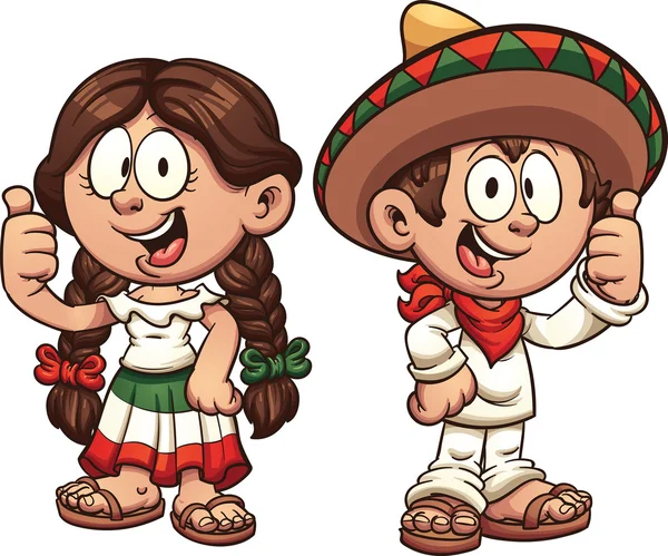 Niños mexicanos de dibujos animados — Archivo Imágenes Vectoriales