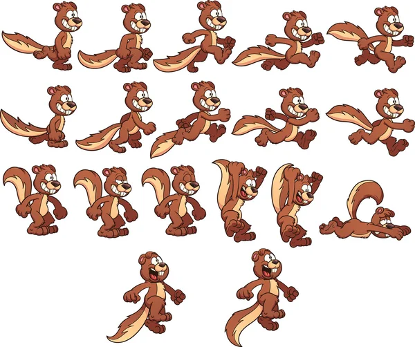 Cartoon eekhoorn sprites — Stockvector