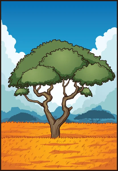 Cartoon savanna landskap — Stock vektor