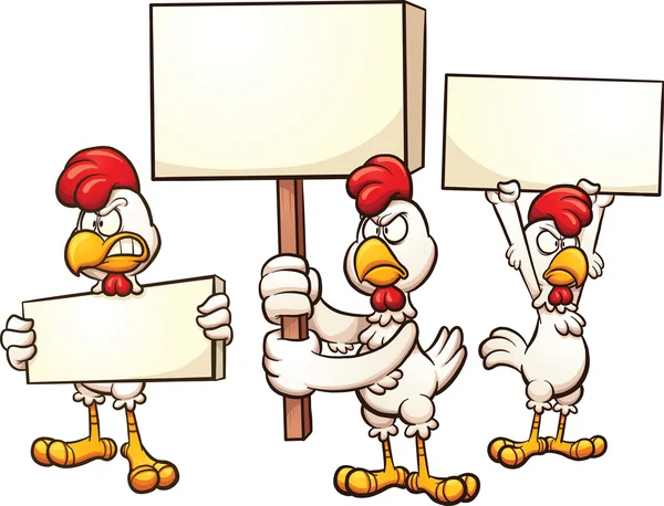 Angry chicken protesters — Stock Vector