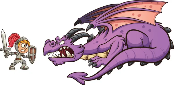 Caballero lucha dragón — Archivo Imágenes Vectoriales