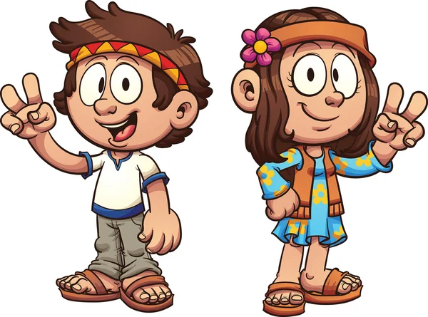 Hippie bambini dei cartoni animati — Vettoriale Stock