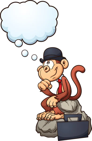 Pensando mono de dibujos animados — Vector de stock