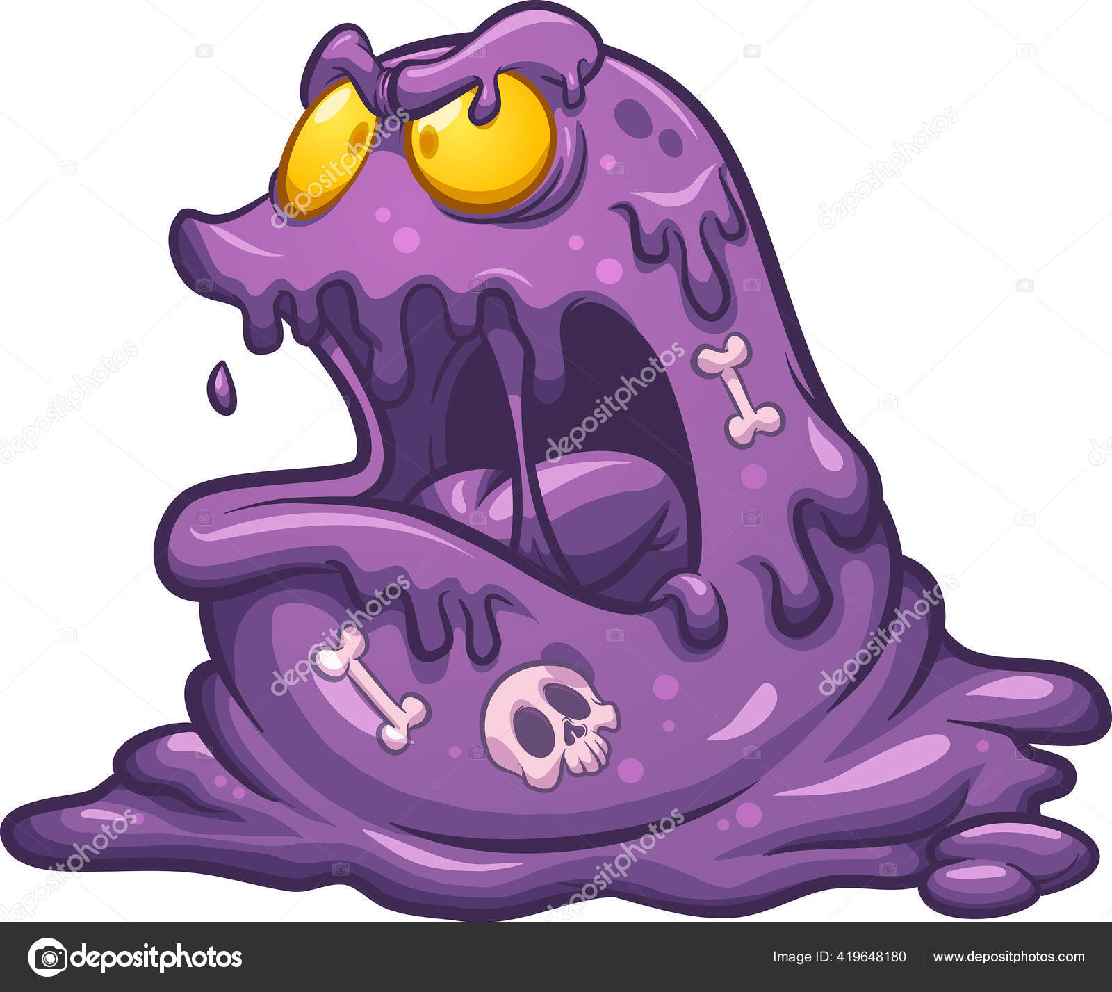 Personagem de desenho animado monstro alienígena roxo espetado