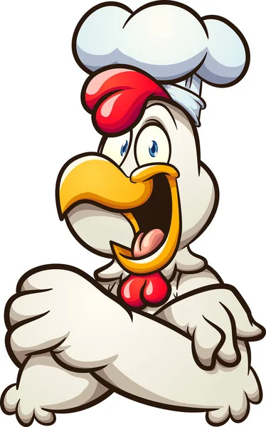 Poulet Chef Avec Dessin Animé Visage Heureux Illustration Clip Art — Image vectorielle