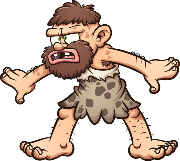 Caveman Confused Face Pose Vector Clip Art Illustration Simple Gradients Stock Illustration