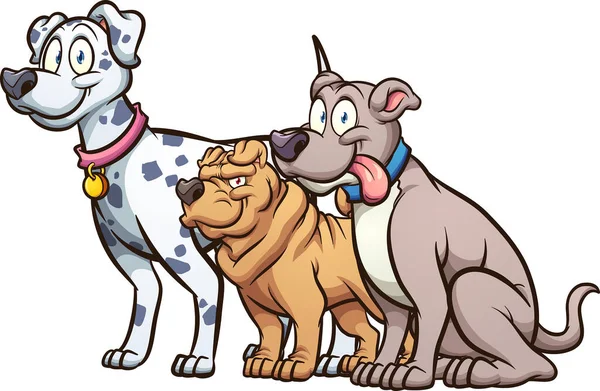 Cartoon Hond Van Verschillende Rassen Maten Vector Clip Art Illustratie — Stockvector