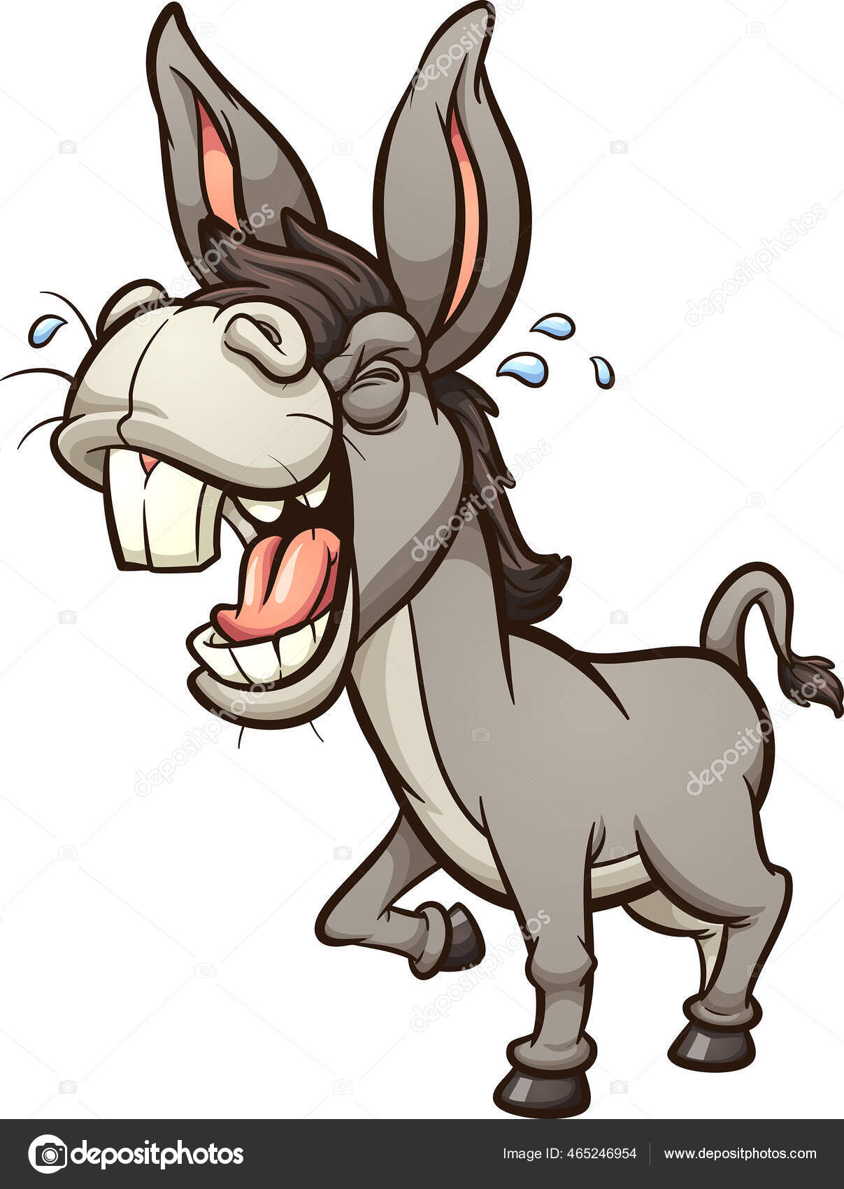 Смех Крики Серого Осла Мула Большими Зубами Перспективе Векторная.