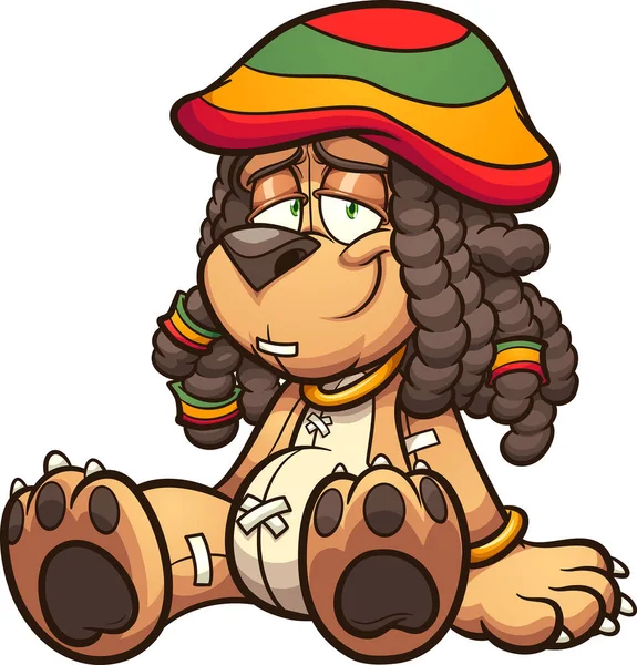 Rastafarian Cartoon Bear Sitting Relaxing Vector Clip Art Illustration Simple Royalty Free Stock Vectors