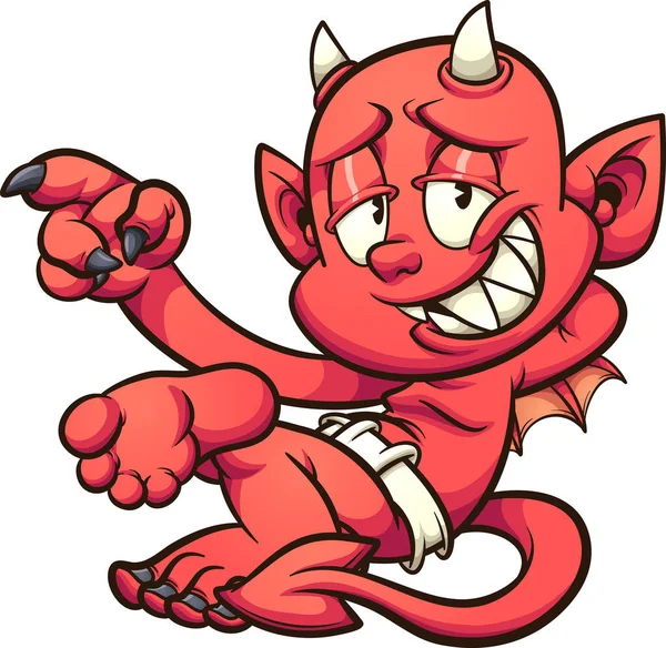 Red Devil Lying Cartoon Character Vector Clip Art Illustration Simple — Stock Vector