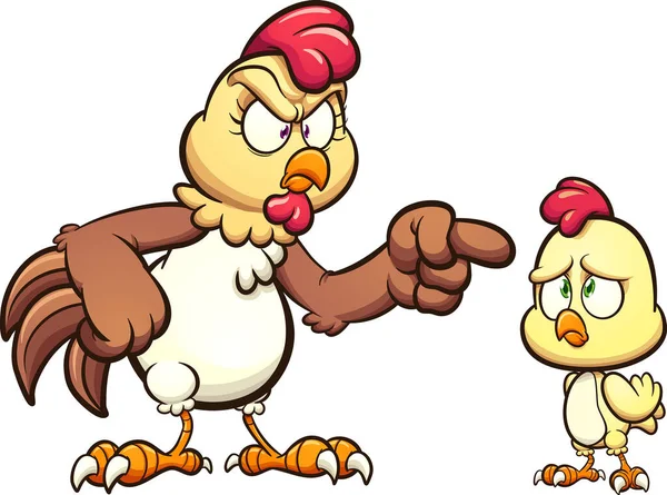 Mère Poule Gronder Bébé Poussin Illustration Clip Art Vectoriel Avec — Image vectorielle