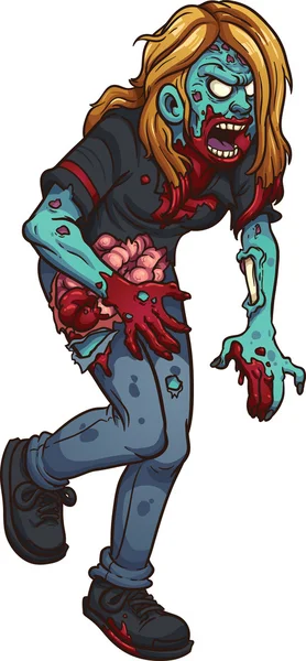 Vandrande zombie kvinna — Stock vektor