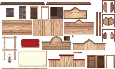 Old west town elements clipart