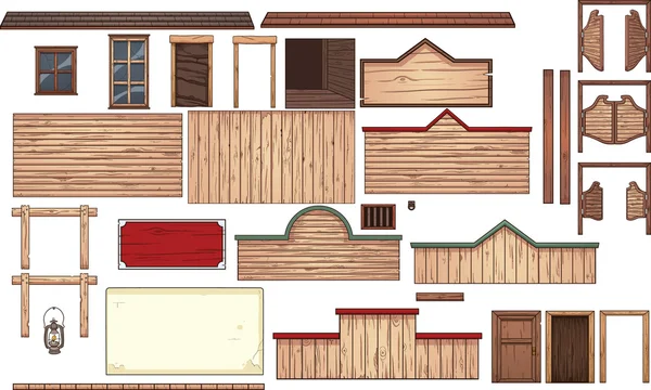旧的西部小镇元素 — 图库矢量图片
