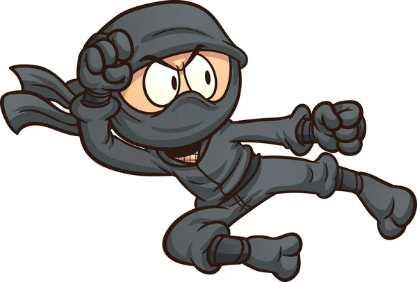 Ninja repülő rúgás — Stock Vector