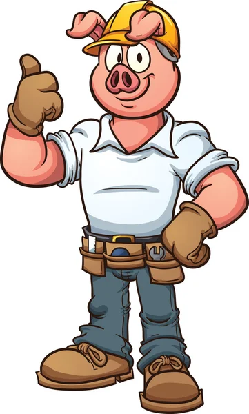 Будівництво працівник свиня — стоковий вектор