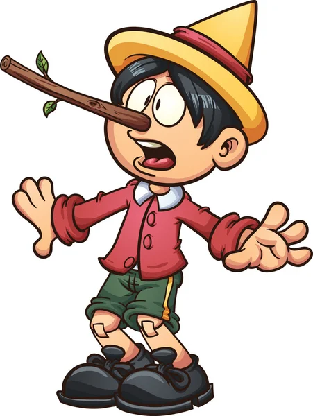 Pinocchio mit langer Nase — Stockvektor