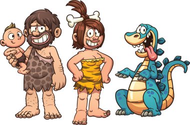 Cavemen family clipart