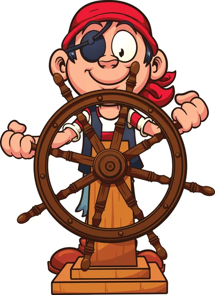 Pirate vid rodret — Stock vektor