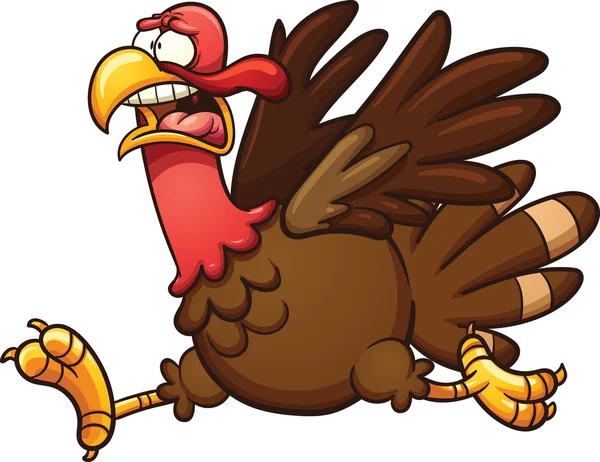 Asustado pavo de dibujos animados corriendo — Vector de stock