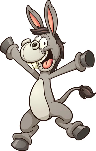 Happy cartoon donkey - Stok Vektor