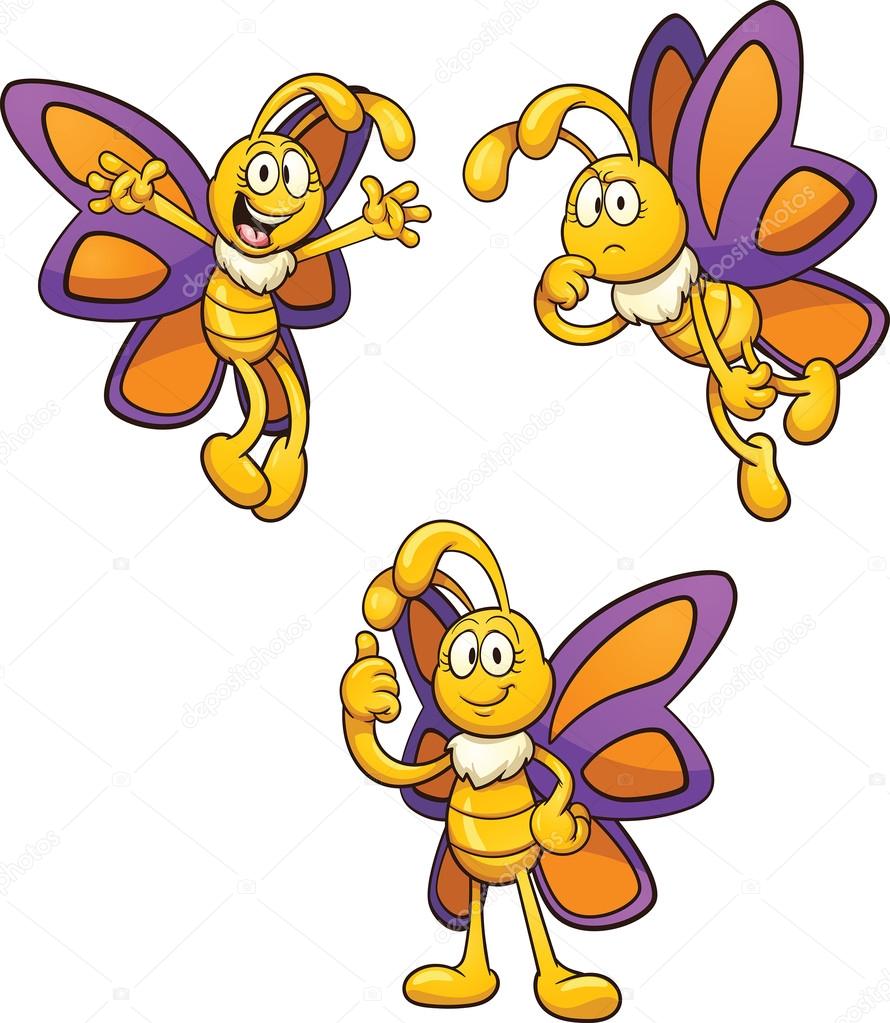 Yellow cartoon butterfly