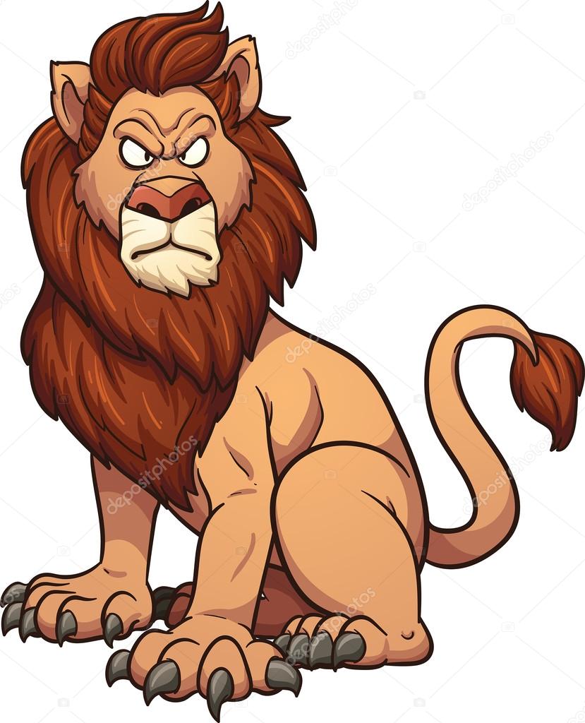 Angry cartoon lion