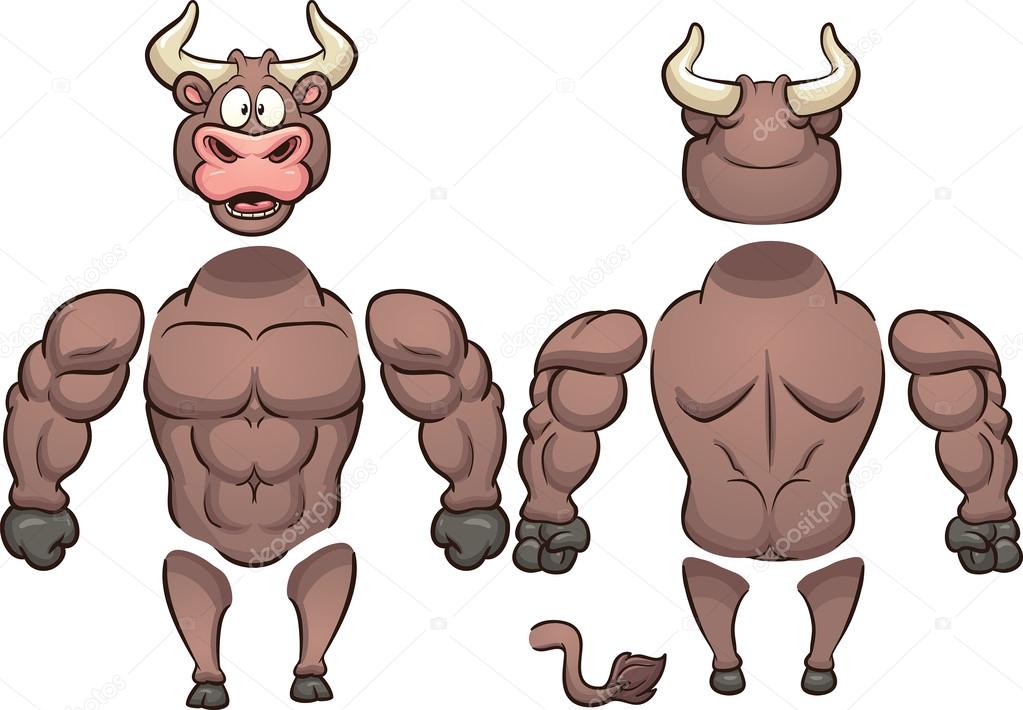 Cartoon bull front and back