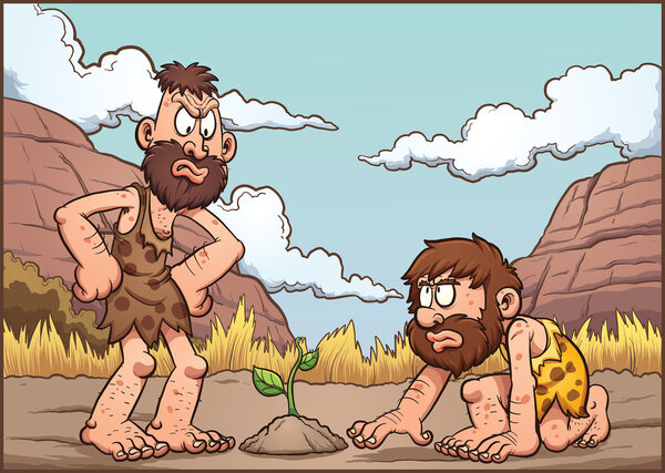 A couple of cartoon cavemen