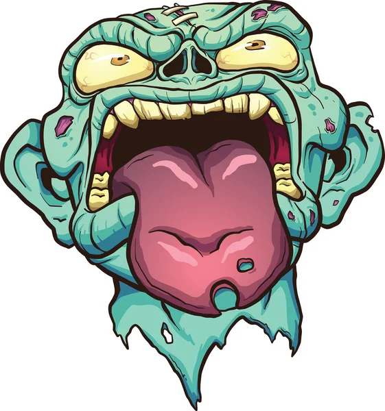 Gritando cabeza de zombi — Vector de stock