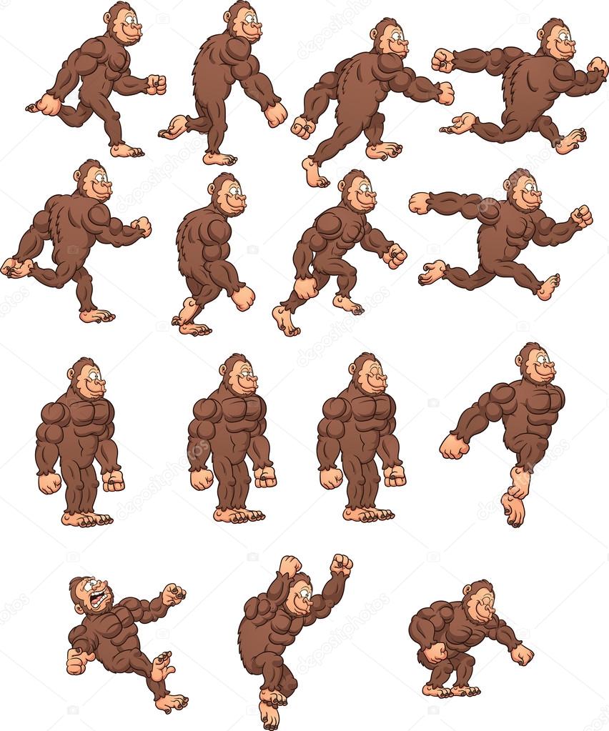 Cartoon gorilla actions