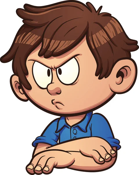 Irritado menino dos desenhos animados — Vetor de Stock