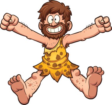 Happy cartoon caveman clipart
