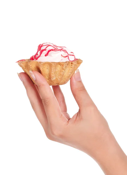 Hand with cake — Stock Photo, Image