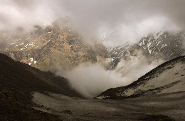 Nepal, Himalayalar, Annapurna aralığı - seyahat manzara Panorama