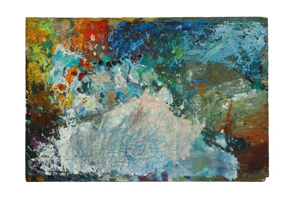 Yalıtılmış nesne beyaz arka plan üzerinde renkli yağlı boya - sanatsal paleti — Stok fotoğraf